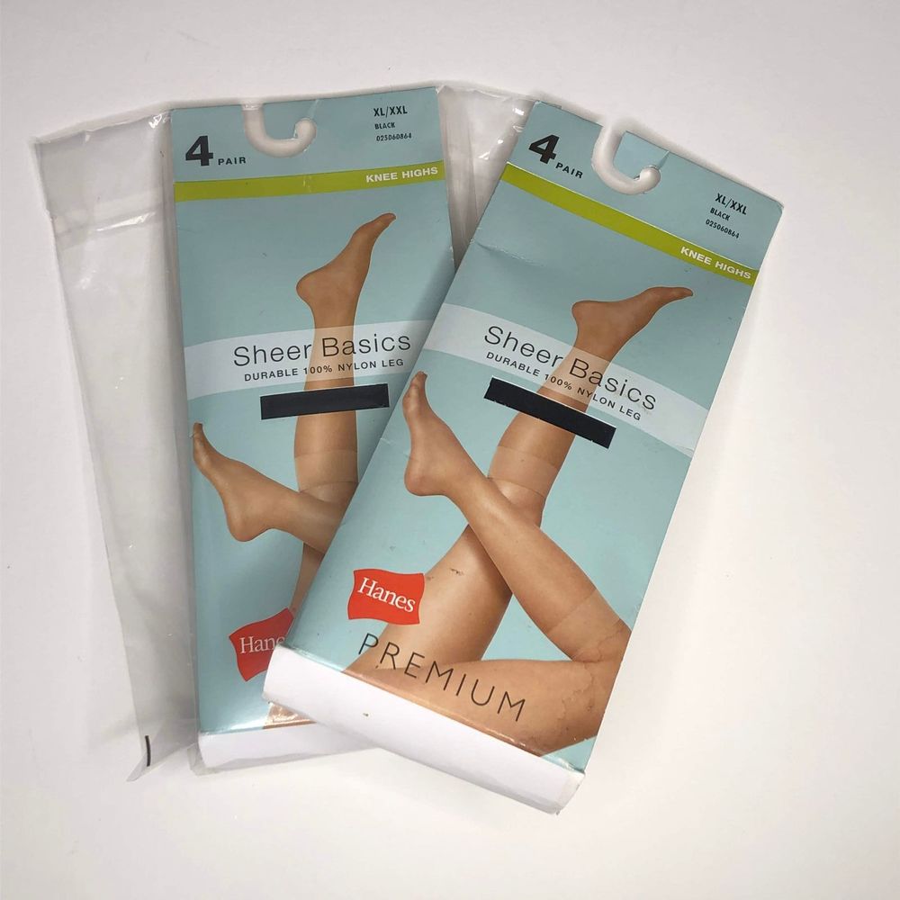 Hanes Sheer Basics Black Knee Highs